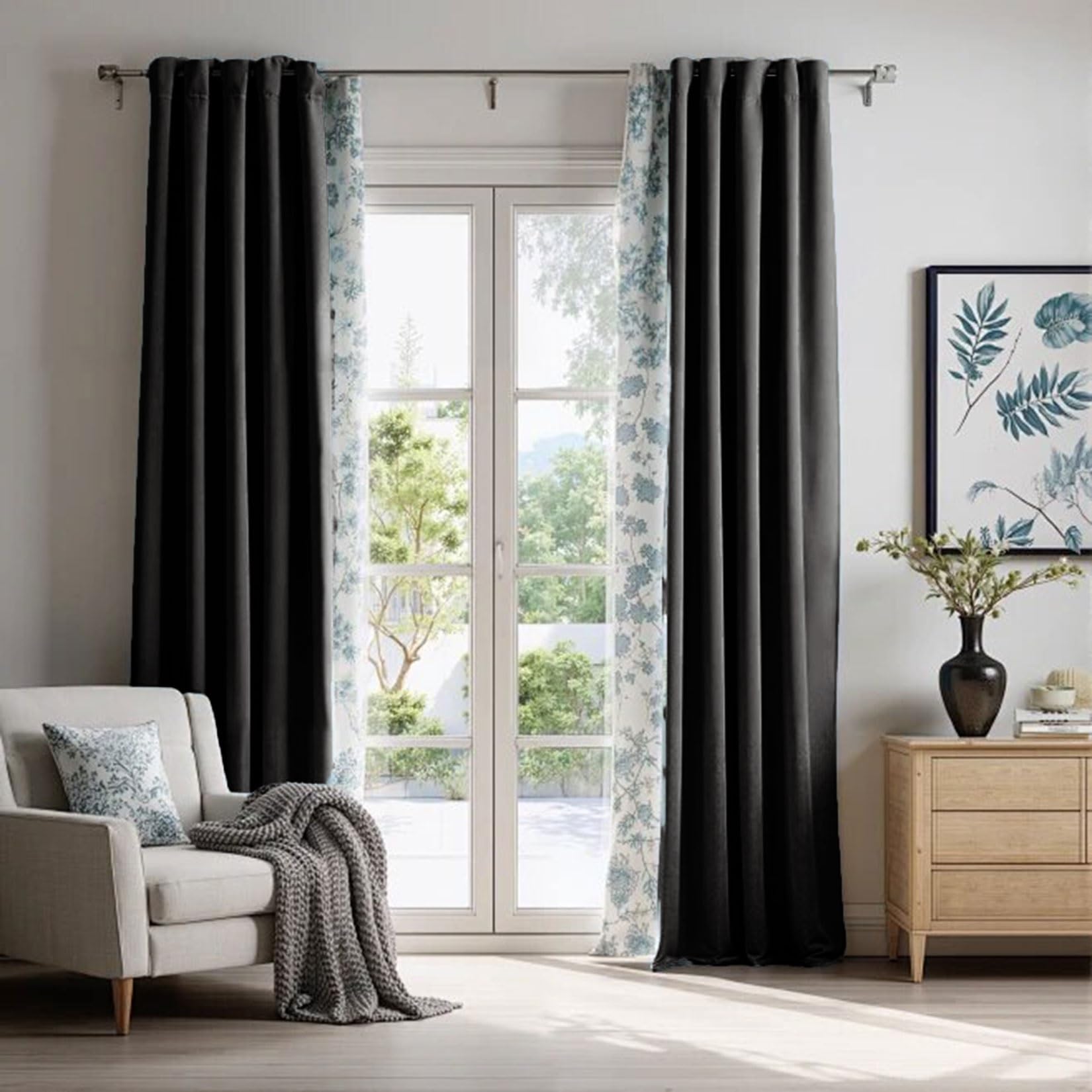 Liujyuan Black Out Curtains 230 X 210 Cm Room Darkening, Privacy Protection Eyelet Curtain, Window Curtain Insulated Soundproof For Bedroom, Living Room, Door,