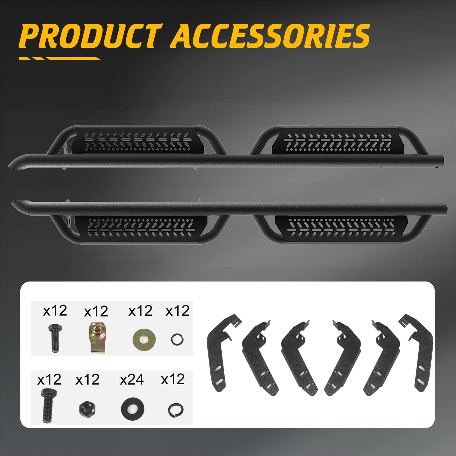 Running Boards Compatible with Chevy Colorado & GMC Canyon 2015-2026 Crew Cab Two Stairs Side Steps Fit for Colorado & GMC Canyon Anti-Slip Drop Down Rock Slider Side Step Bars