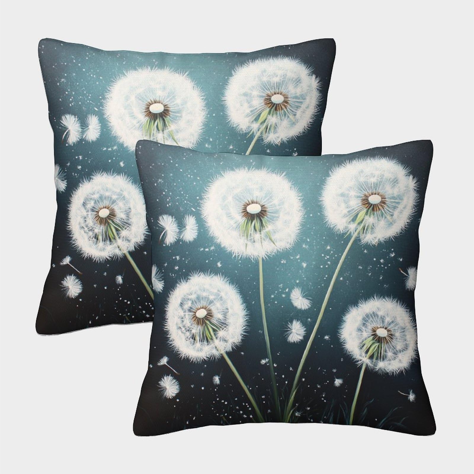 kaiyun 2 Pack Dandelions Blowing in The Wind Pillow Case 50x50cm 3D Printing Flowers And Plants Cushion Cover,home Decoration Sofa Cushion