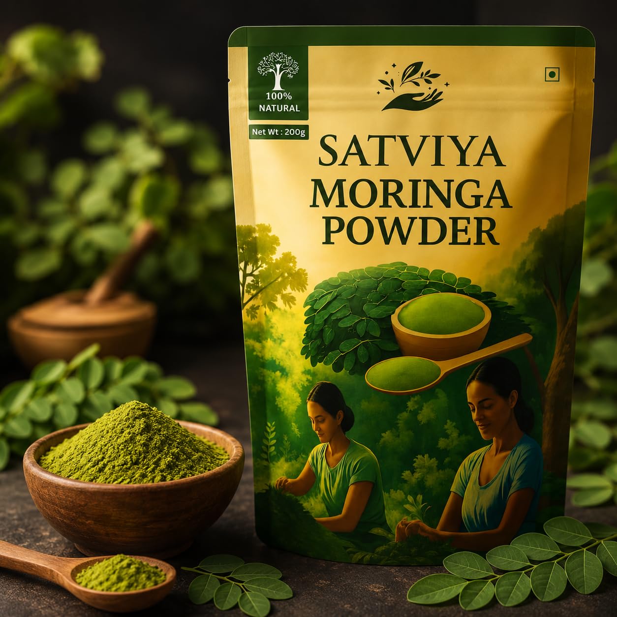 Moringa Powder Organic India - 350g, Pure Natural Moringa Leaves powder, Ayurvedic Superfood for Naturally Boost Energy Levels, Immunity, Boost Energy Level & Digestion — Amazon image 2