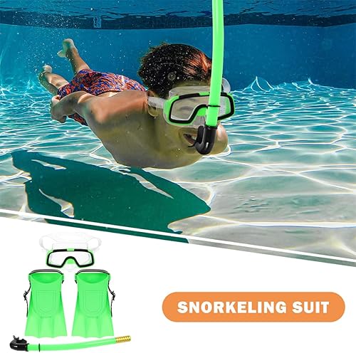 Miniatura 7 de Snorkeling Gear Set Lightweight Full Snorkel Mask with Ergonomic Mouthpiece for Beginner Boys and Ages Blue and Green Snorkel Equipment