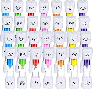 28Pcs Sand Timer, HOSTK Hourglass Sand Timers, 2 Minutes Sandglass Tooth Brushing Sand Clock Timer, Toothbrush Timer for Kids Classroom Game Home Kitchen Office Timed Activities(7 Colors)