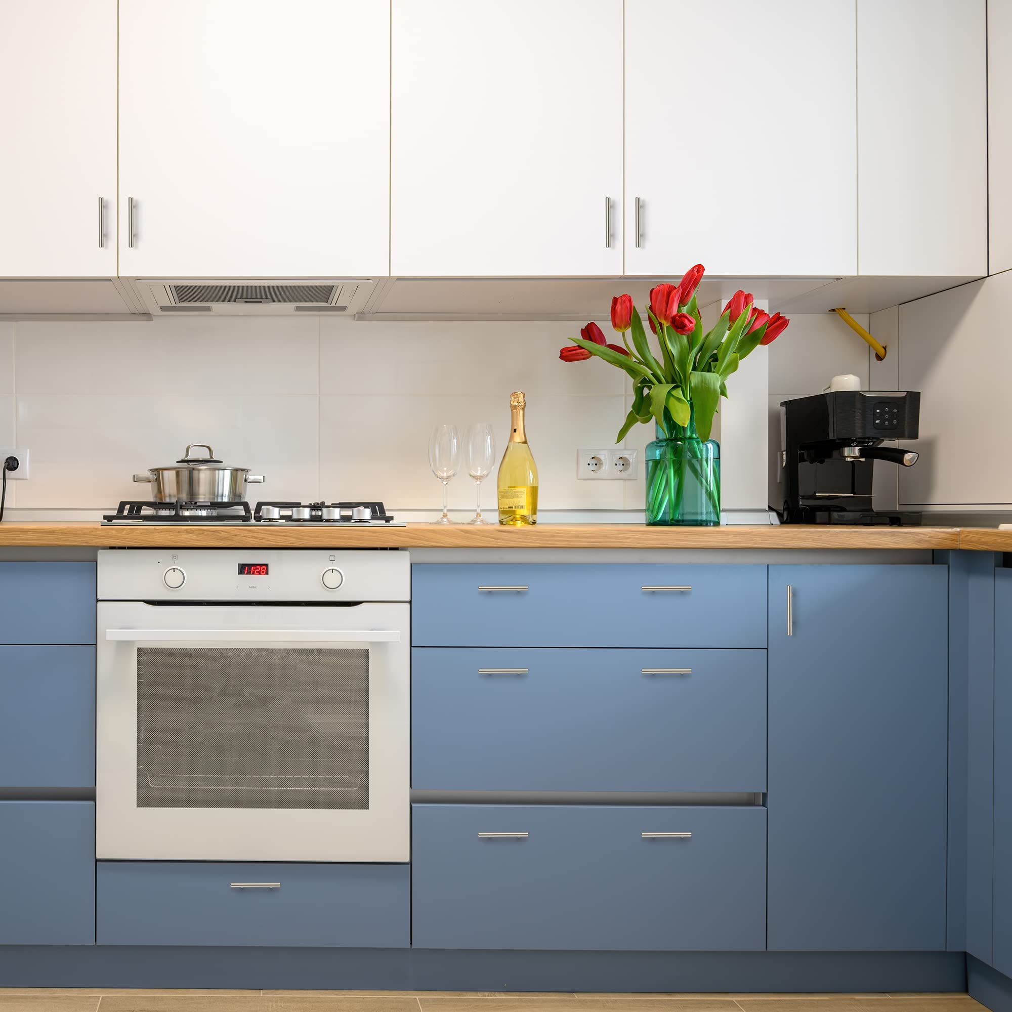 Ravinte 30 Pack | 5'' Cabinet Pulls Brushed Nickel Stainless Steel Kitchen Drawer Pulls Cabinet Handles 5�Length, 3� Hole Center with Mounting Template