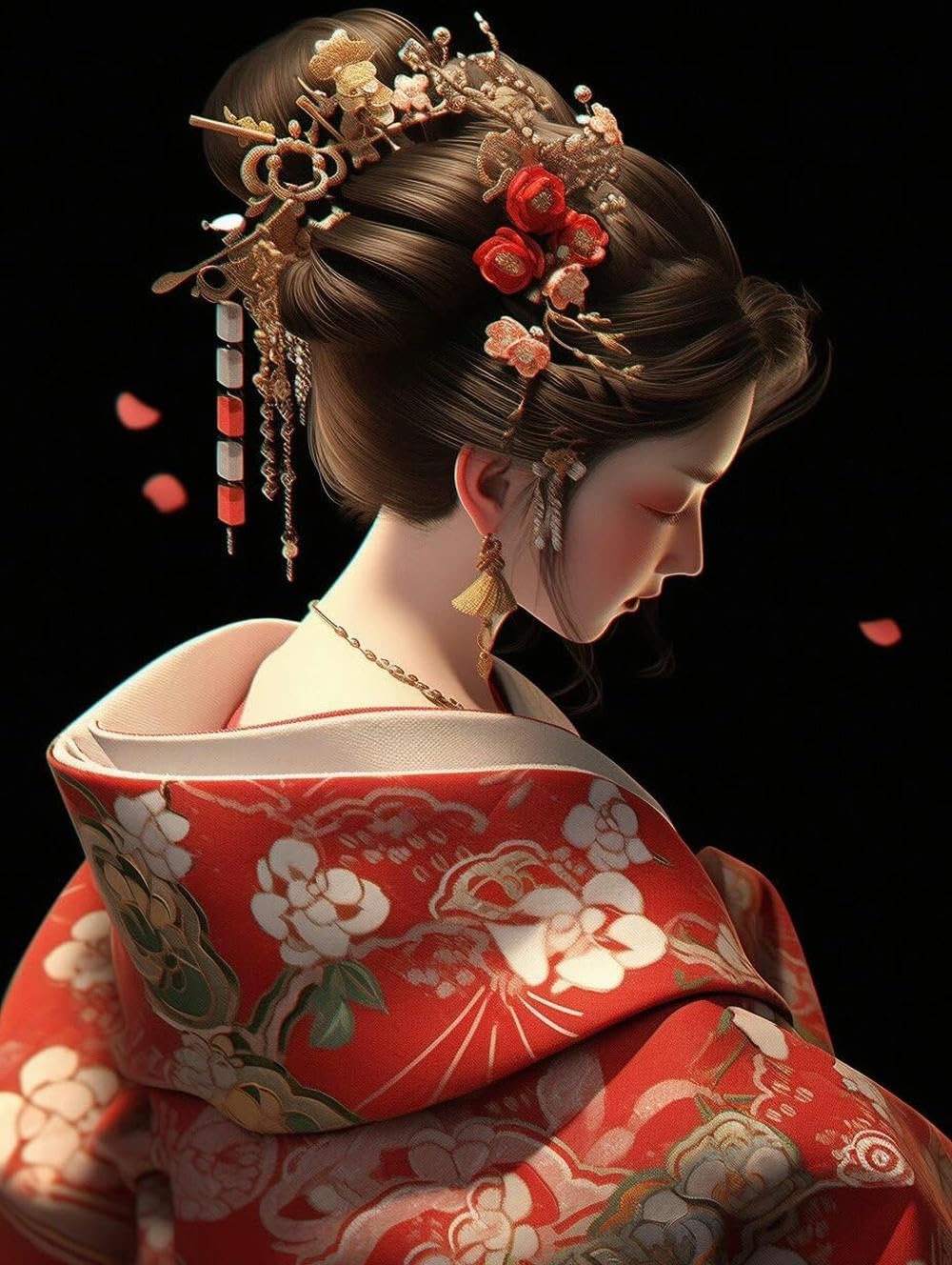 Kit de inicio de bordado para principiantes, kit de punto de cruz, juego de costura, hilo de algodón, lona impresa, decoración del hogar, 11 quilates, hermoso patrón de Kabuki, 40 x 50 cm