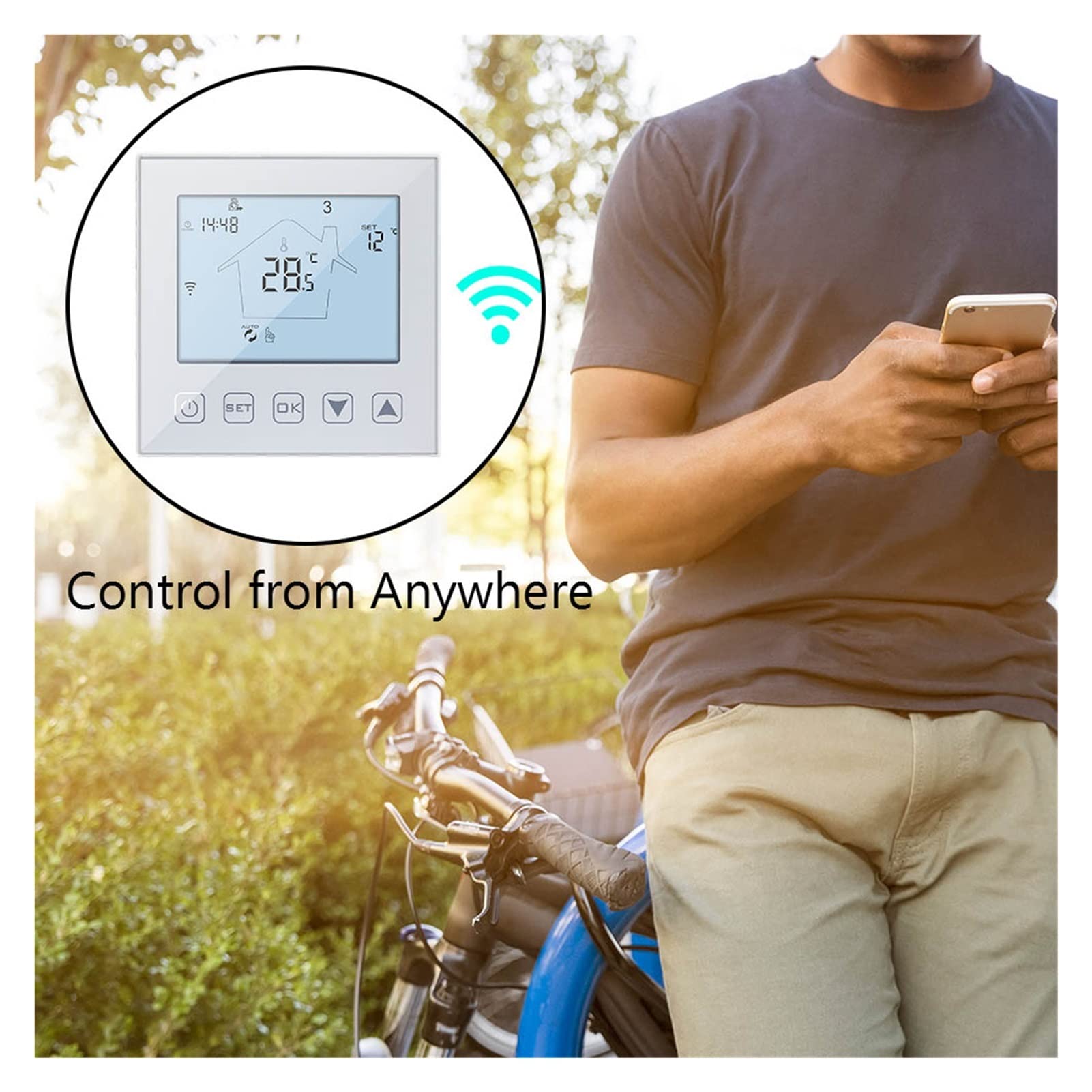 Termometro da interno igrometro digitale Regolatore di temperatura del termostato Smart WiFi for acqua/elettrico riscaldamento del pavimento acqua/lavori della caldaia del gas Con display LCD(CL60