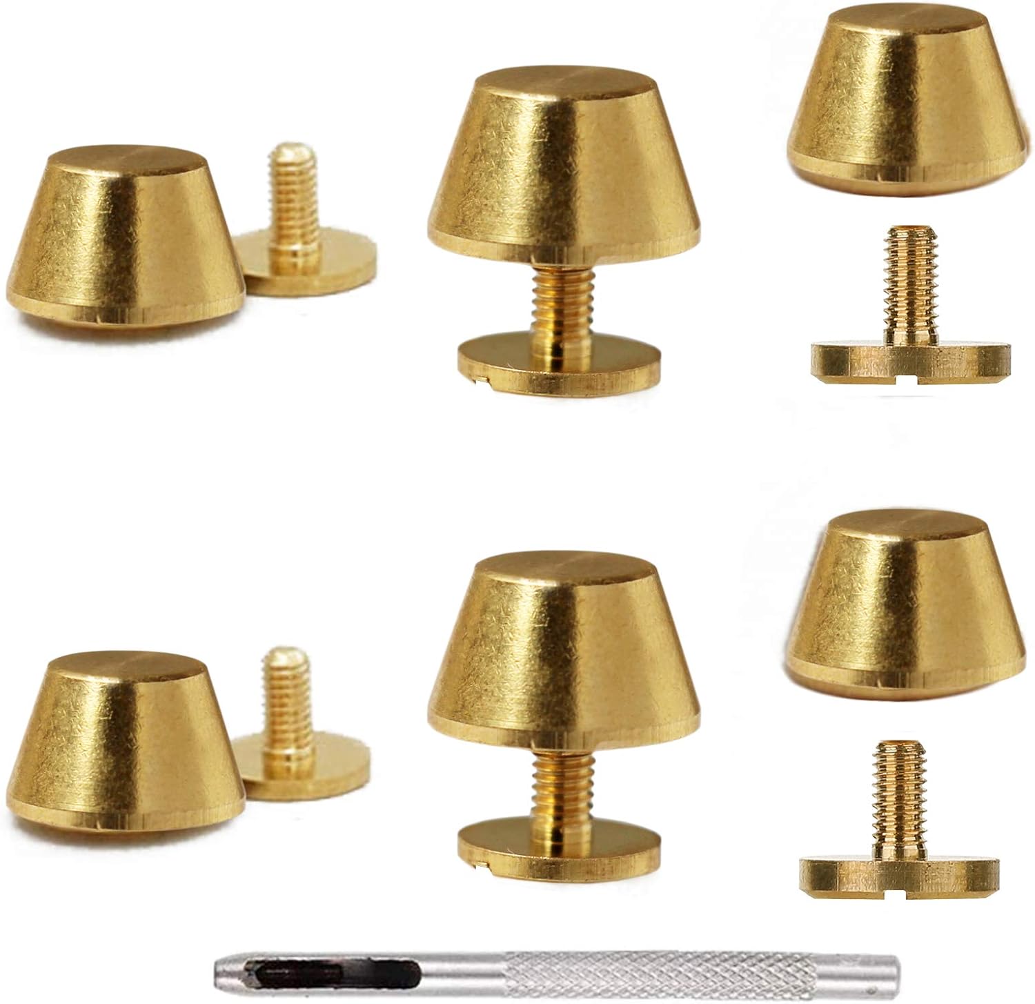 6Pcs Handbag Purse Feet, Round Metal Brass Studs ScrewBack Feet for Purses,Totes