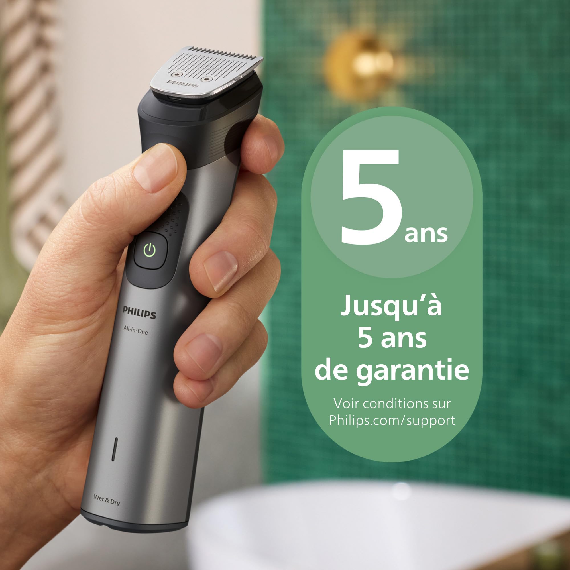 Philips Multigroom série 7000 Tondeuse tout-en-un 17 accessoires – tondeuse pour barbe, cheveux et corps, lames en métal auto-affûtées, 26 hauteurs de coupe (0,5-20 mm), modèle MG7961/15