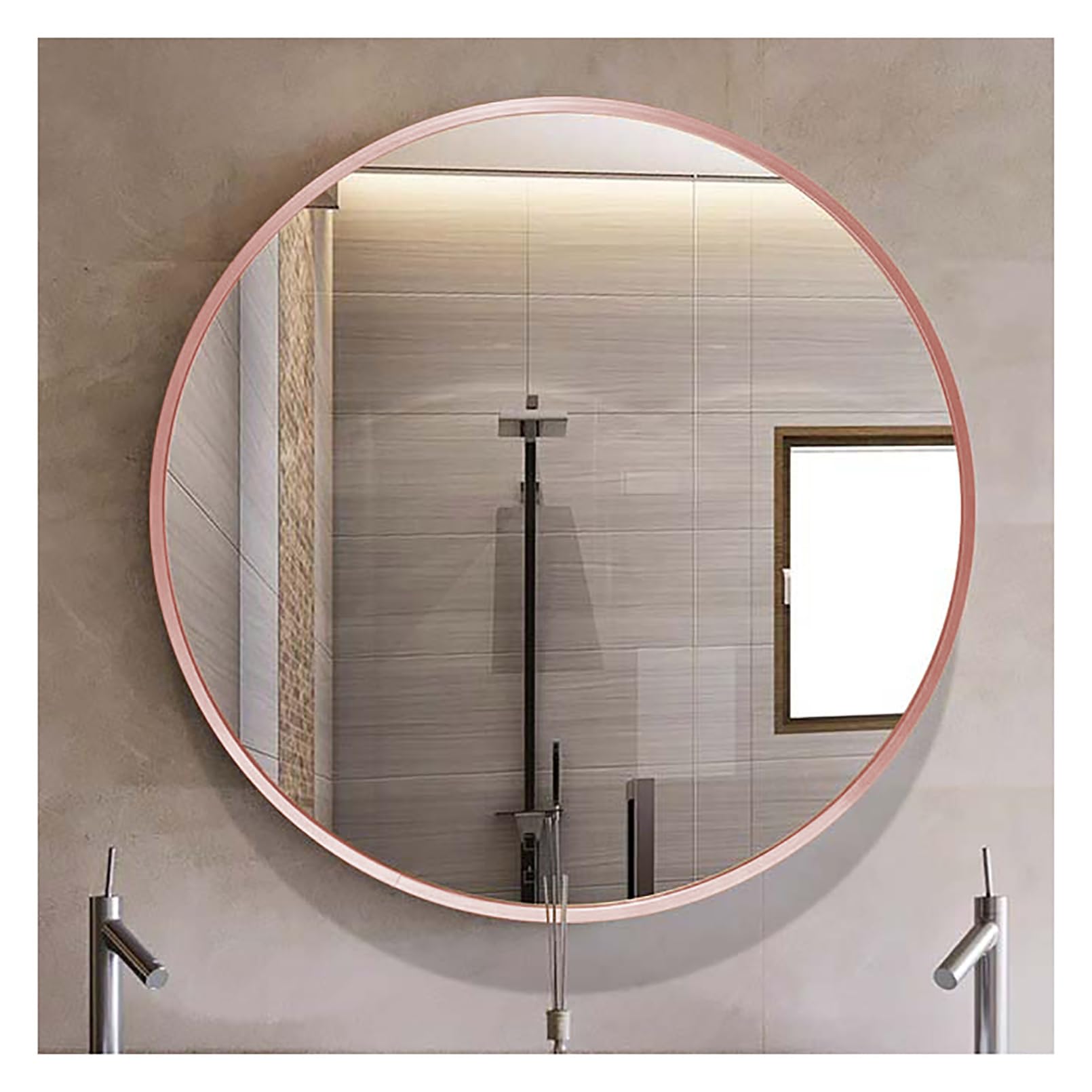 Espejo redondo de 60 cm con metal irrompible para un baño moderno y seguro