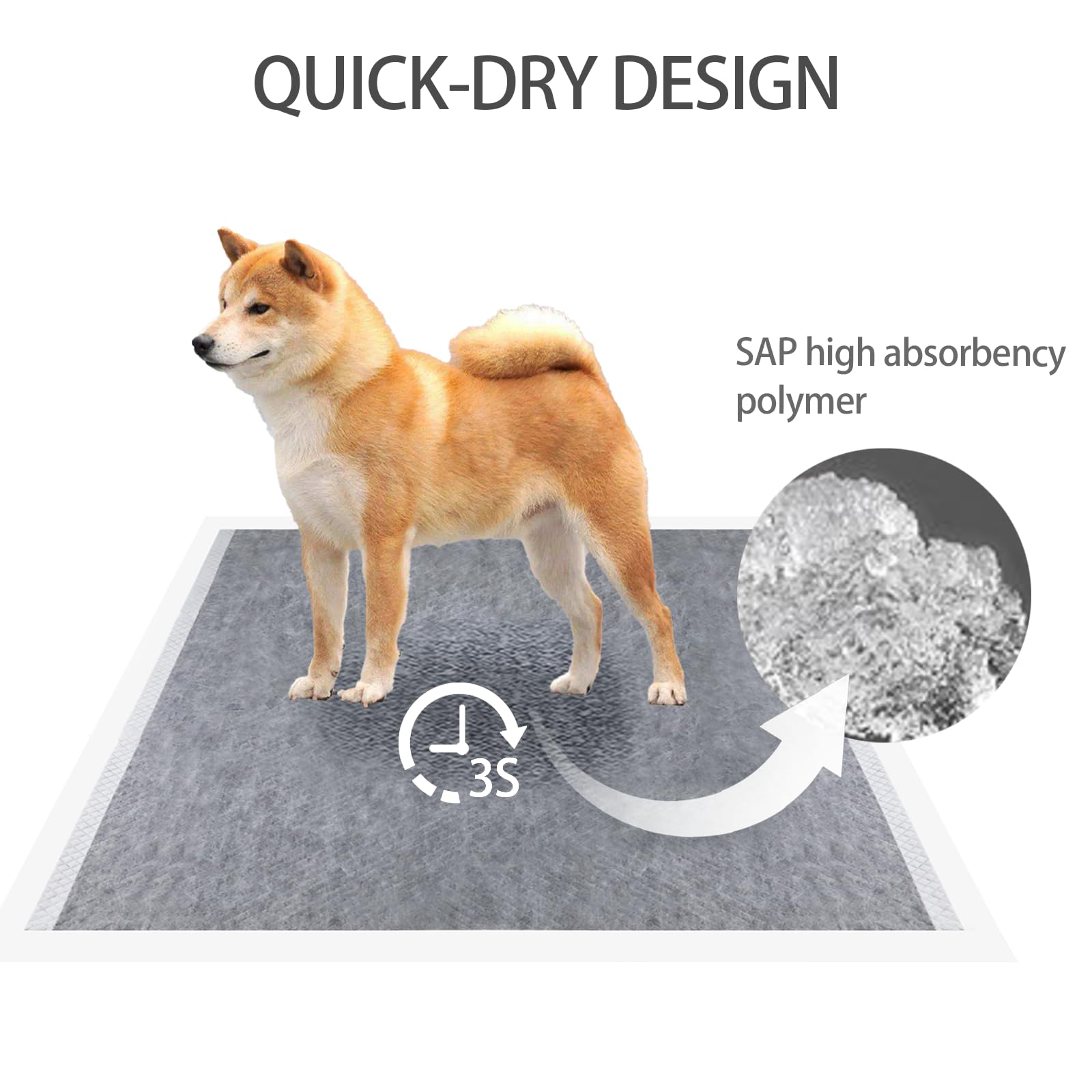 Almohadillas para orina para perros de 30 x 36 pulgadas, almohadillas de carbón de bambú con control de olores, súper absorbentes, hasta 10 tazas, 6 capas a prueba de fugas y de secado rápido,