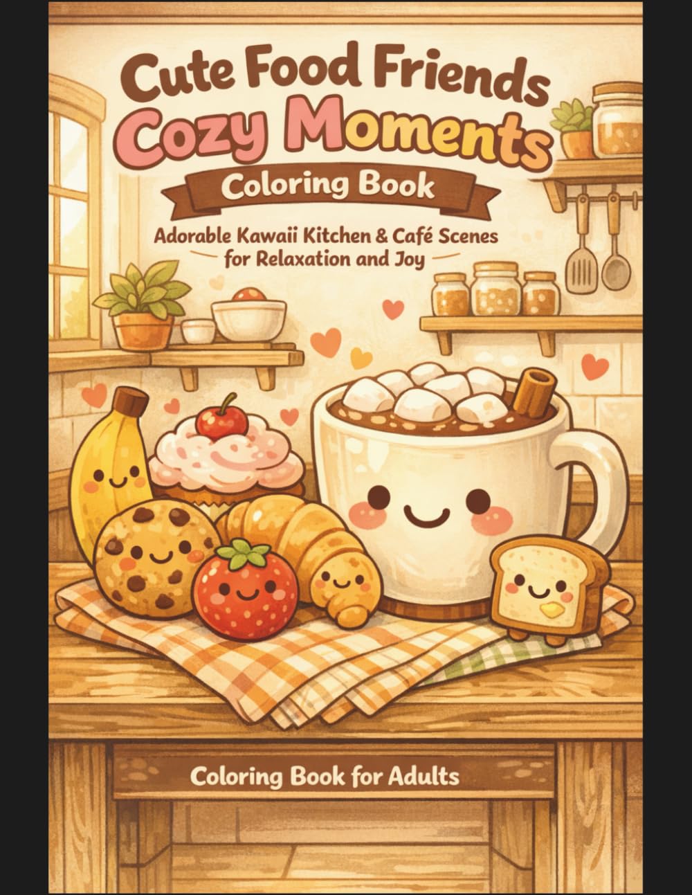 Cute Food Friends Cozy Moments Coloring Book: Adorable Kawaii Kitchen & Café Scenes for Relaxation and Joy