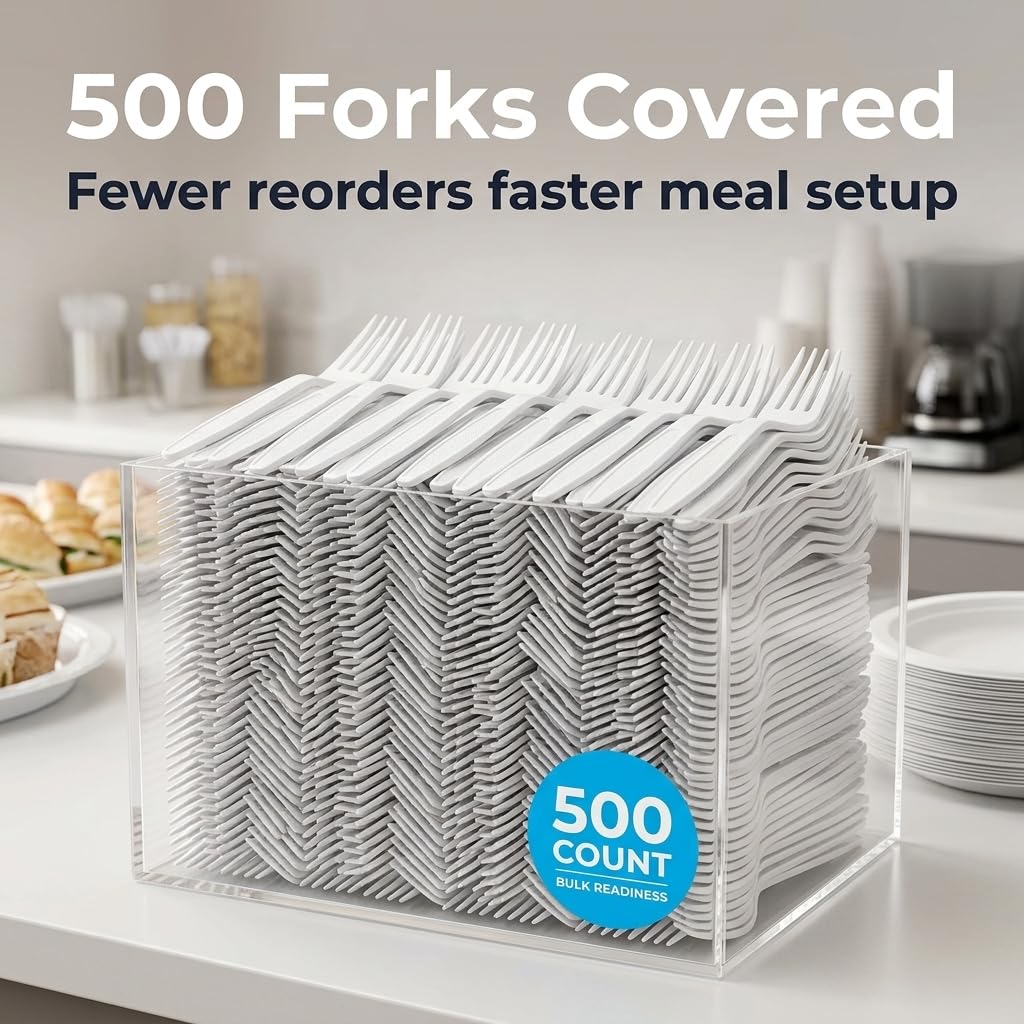 Plastic Forks Extra Heavyweight Disposable White, 500 Count — Amazon image 6