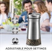 Vista 6 de Pimentero o salero con agujeros ajustables para verter – Elegante dispensador de especias de acero inoxidable – Perfecto para Himalaya, sal de mesa