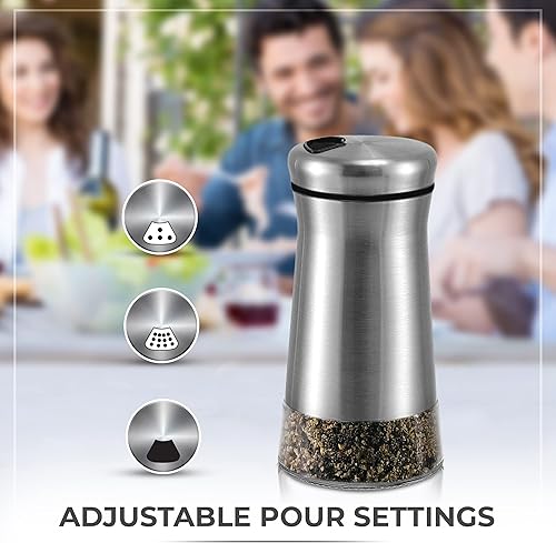 Miniatura 6 de Coctelera de pimienta o salero con agujeros ajustables - Elegante dispensador de especias de acero inoxidable - Perfecto para Himalaya sal de mesa