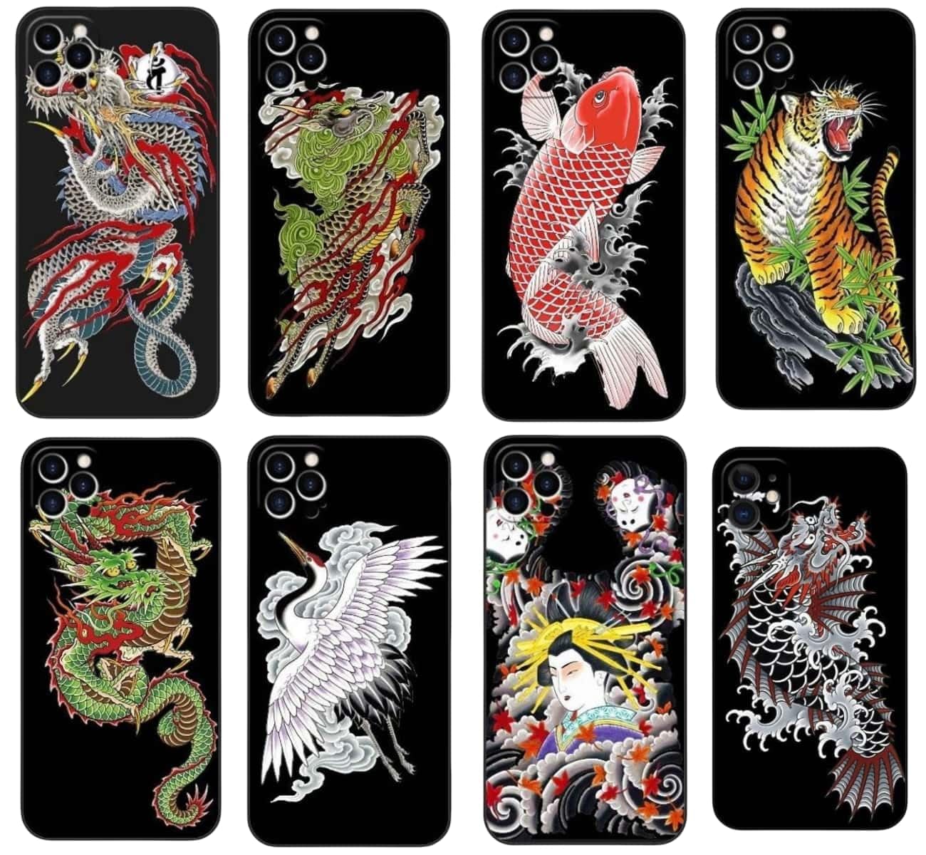 Tattoo Smartphone Case iPhone 16 Pro Case Tiger Tattoo Demon Mask Yasha Pattern Ryuga Gotoku Game Goods TPU Soft Shell Mobile Phone Case iPhone Case Anime Cosplay Accessory Compatible with Many iPhone