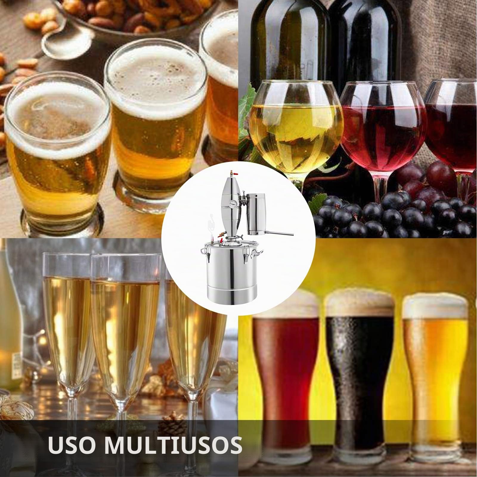 VEVOR Equipo de Agua Destilada de Moonshine Se Puede Utilizar como Tanque de Fermentación para Fermentar Bebidas o Condimentos (18.5 Galones)