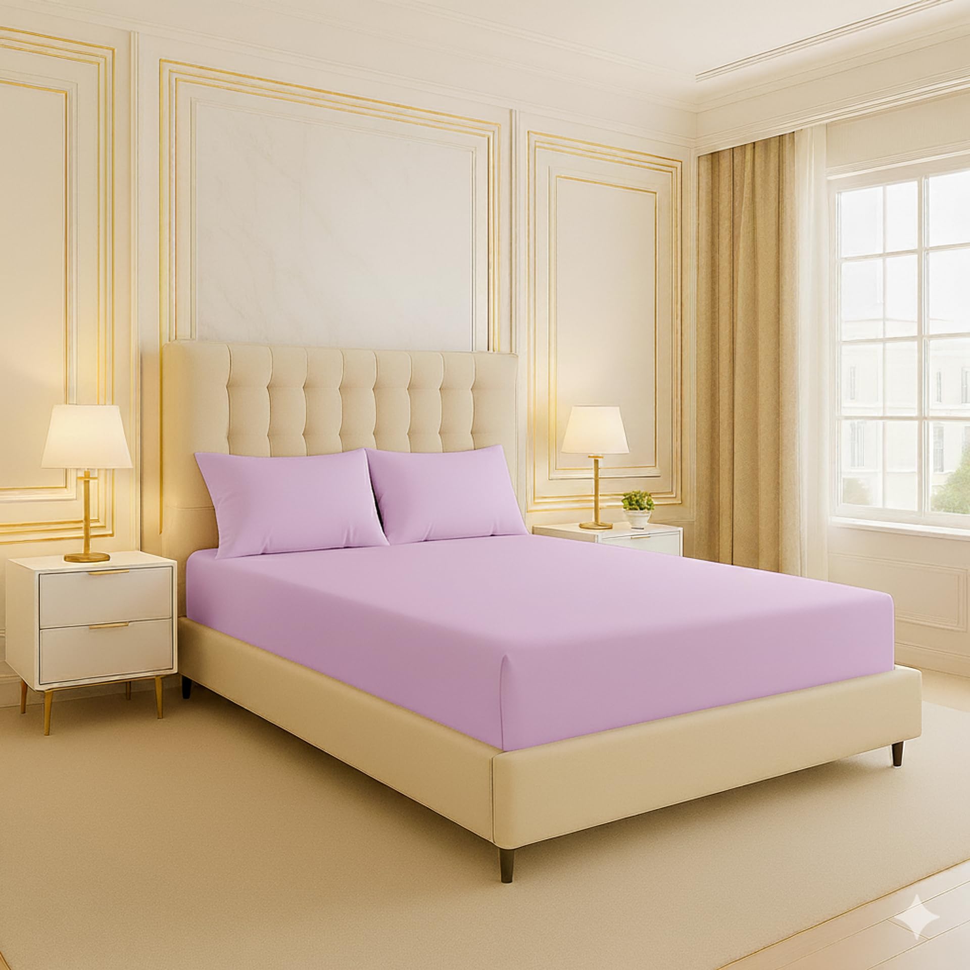 Arlinens Lilac Plain Dyed Fitted Sheets In Following Colours And Sizes (King, )