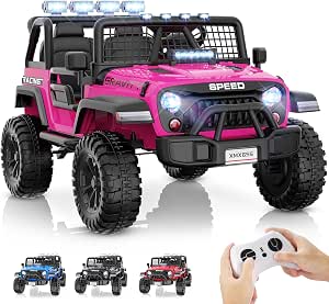 Hikole 24V Ride On Toys for Big Kids Ages 3-8, 2 Seater Electric Car, Pink