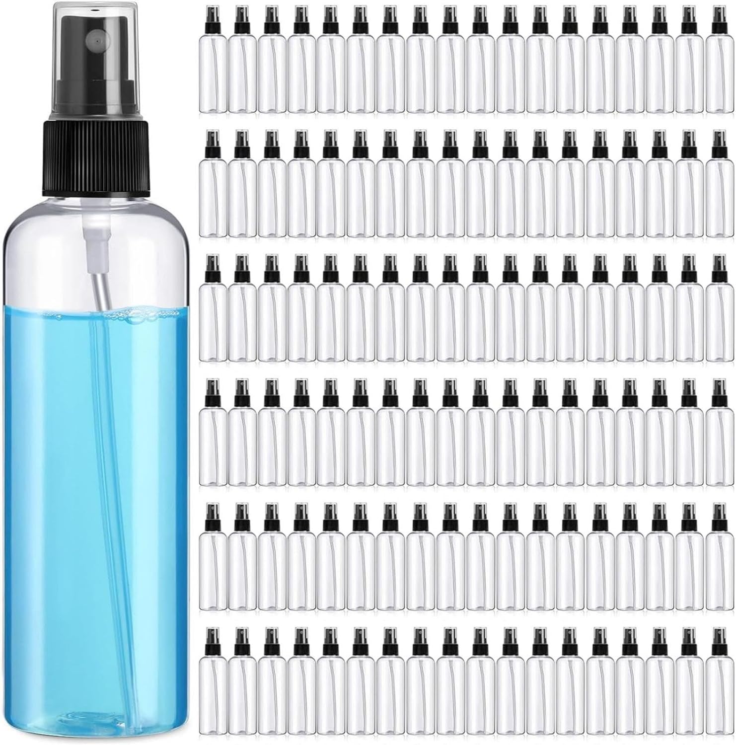 Kigley 100 Pcs Small Spray Bottle Bulk 4 oz Plastic Empty Mist Spray Bottles for Essential Oils Fine Mist Sprayer Reusable Refillable Portable Travel Containers for Perfume Cleaning Samples(Black)