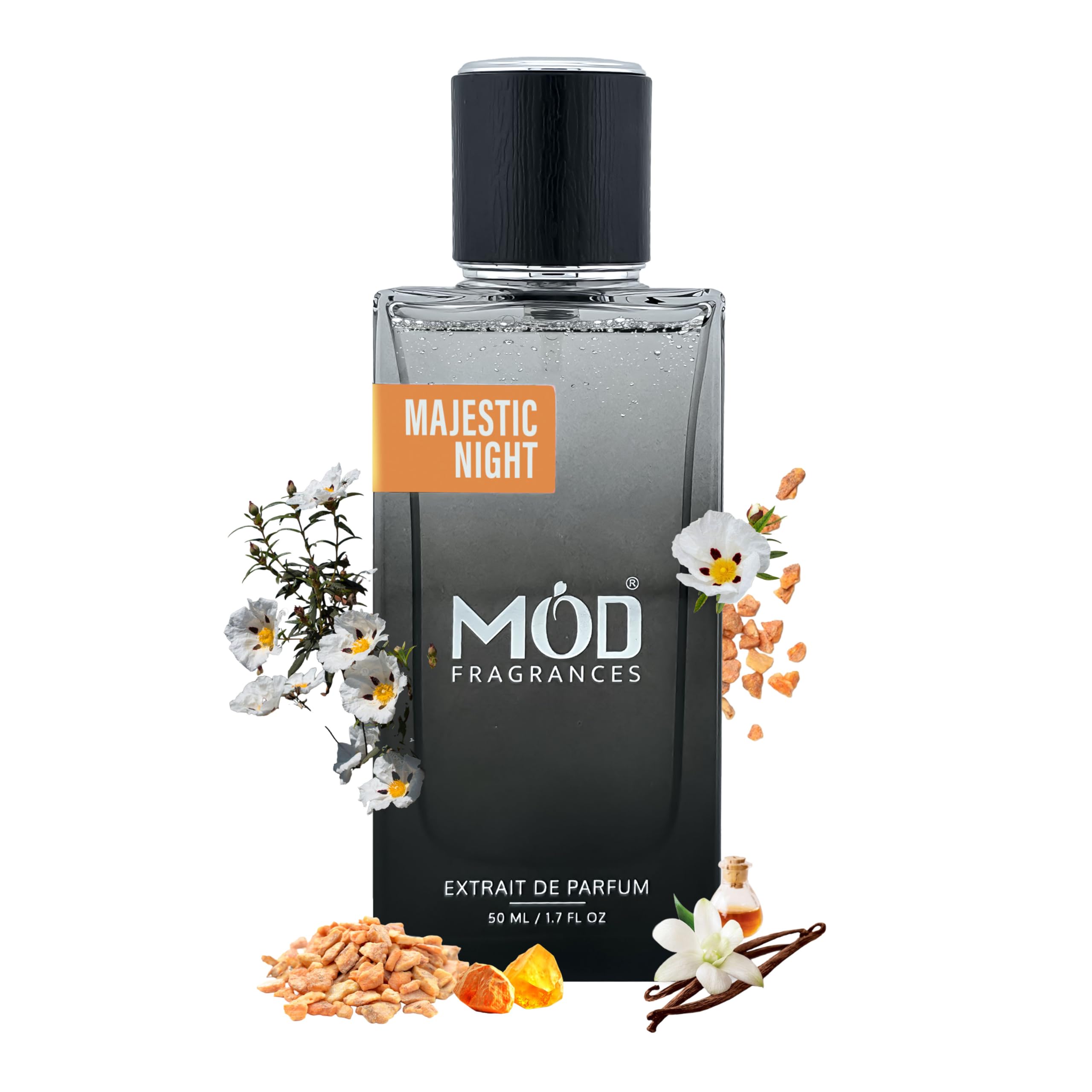 Mod Fragrances Majestic Night Perfume For Women and Men - Inspired By Grand Soir Designer Perfume Long Lasting Amber Vanilla Fragrance Extrait De Parfum 50ml