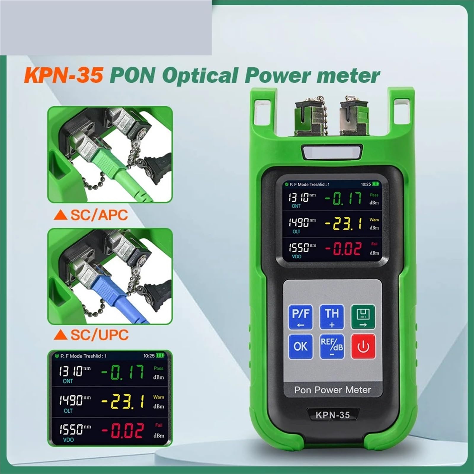 OTDR, Glasfaser-Pon-Leistungsmesser for Pon-Netzwerktests, KPN-35, 1310 nm, 1490 nm, 1550 nm,Anti-Interferenz(KPN-35-APC Connector)