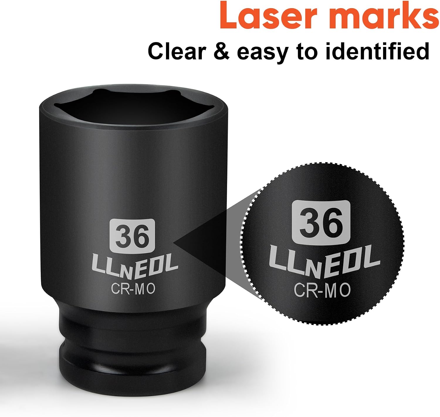 LLNEDL 3/4 Inch Drive Socket Set, 12Pcs Impact Deep/Jumbo Sockets, Metric 21mm to 38mm, 6-Point CR-MO Heavy-Duty Big Socket Set for Large Vehicle & Equipment Maintenance