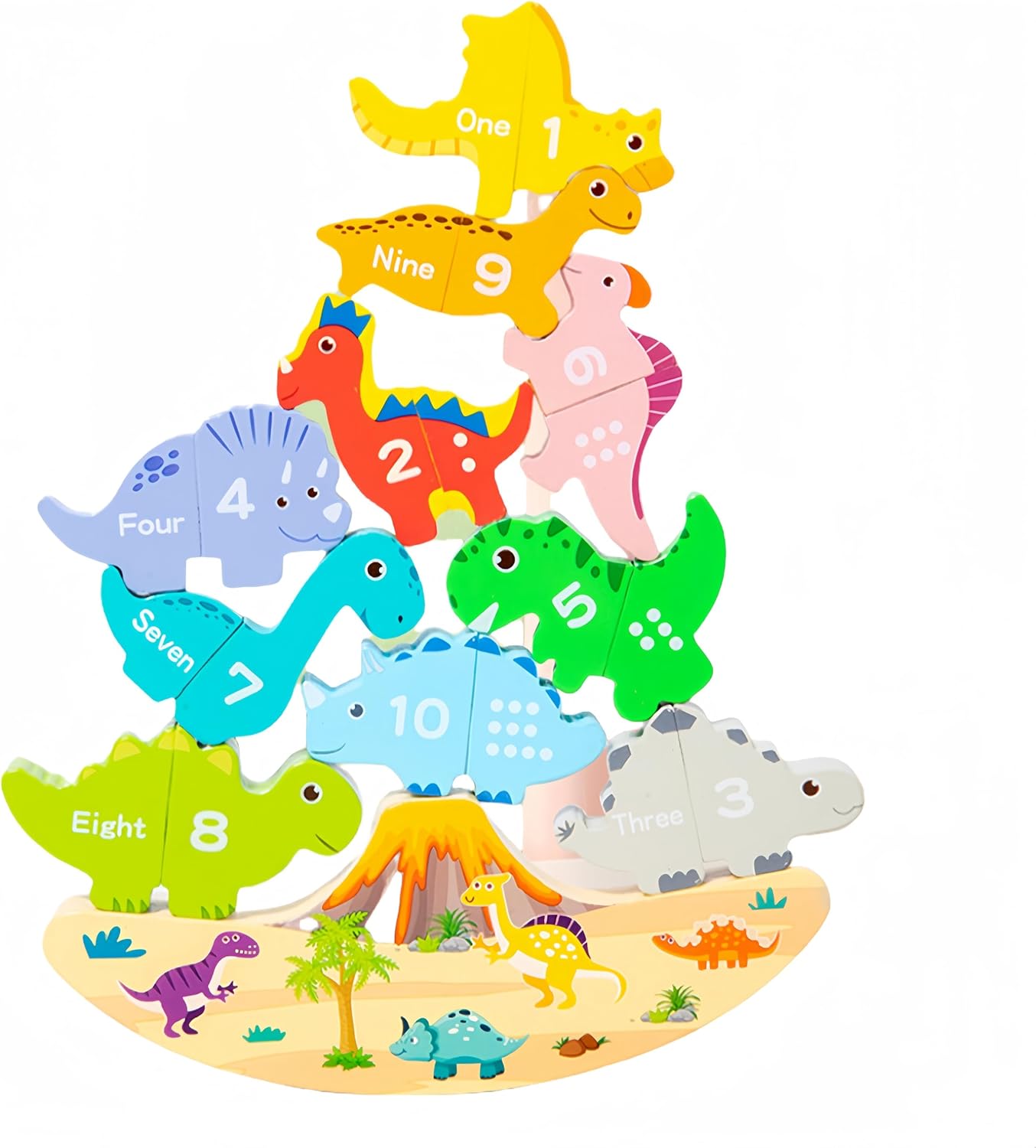 Hagiyaki Wooden Dinosaur Numer Matching Toys, Dino