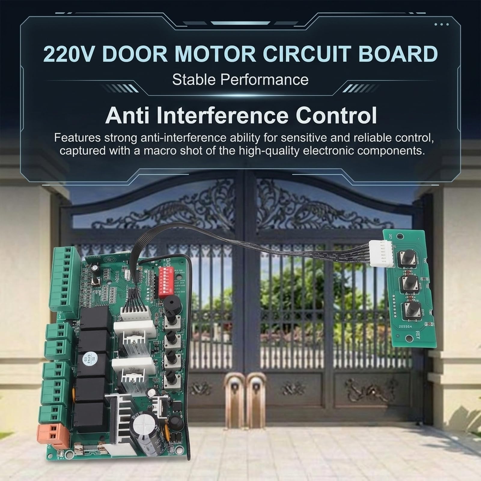 Placa controladora de motor de puerta Diseño de voltaje de motor de 24 V CC 10 A con indicación LED para depuración y control sensible para motores de puerta corredera