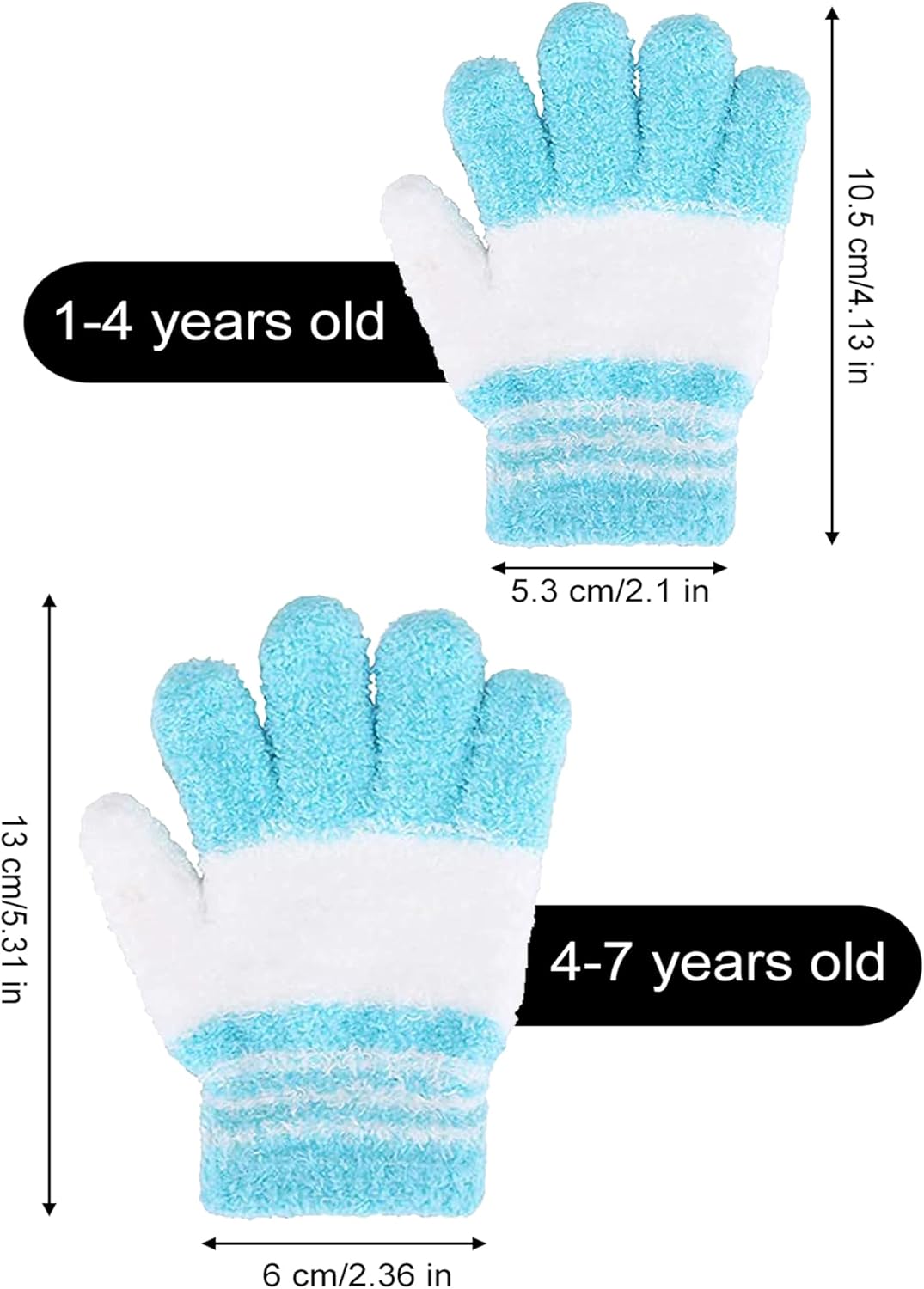6 Pairs Kids Gloves Full Finger Knitted Thermal Gloves Winter Warm Mitten Boys Girls - Image 3