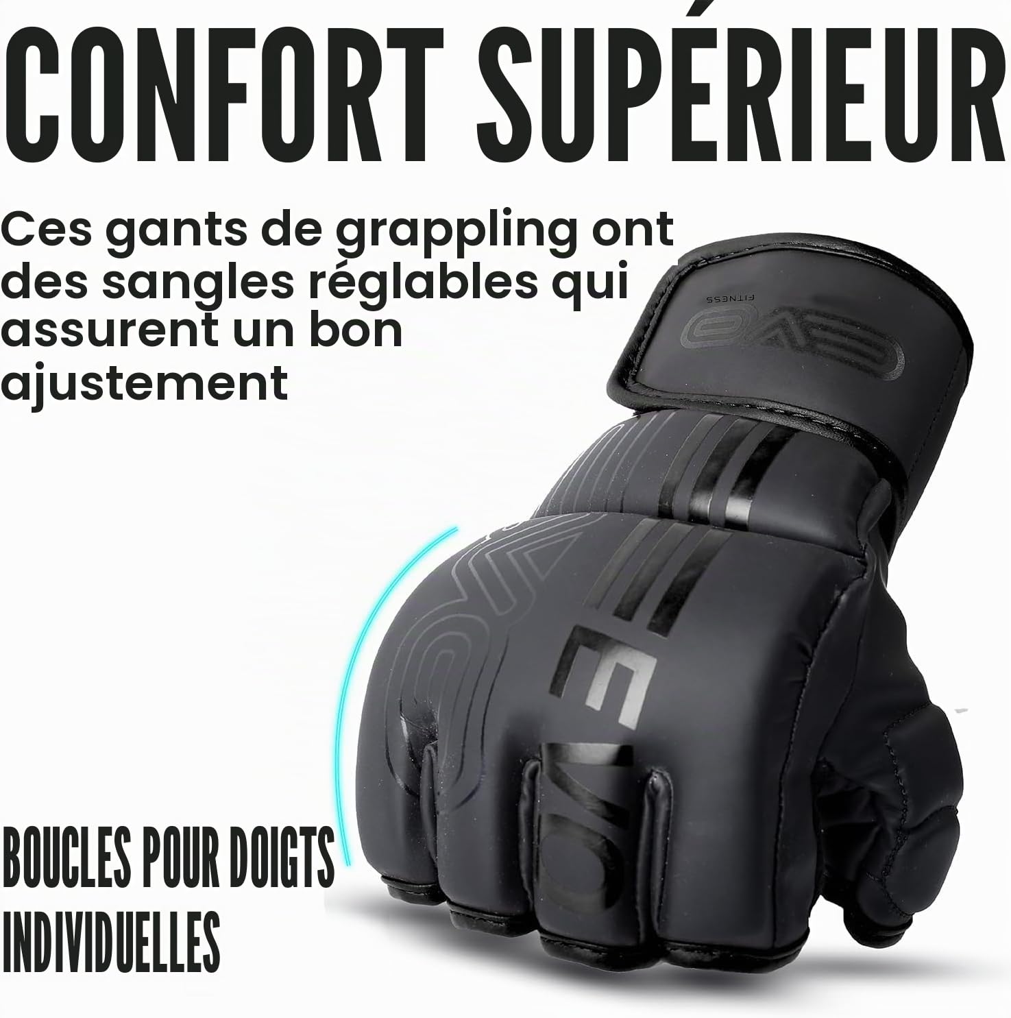 EVO Fitness Gants MMA Mitaines d'arts Gants de Boxe Homme Femme Grappling Gant MMA Sparring Muay Thai Cage Combat Boxe Boxing Gloves Gant de MMA Protection Taekwondo Gants Karate mitaine Boxe
