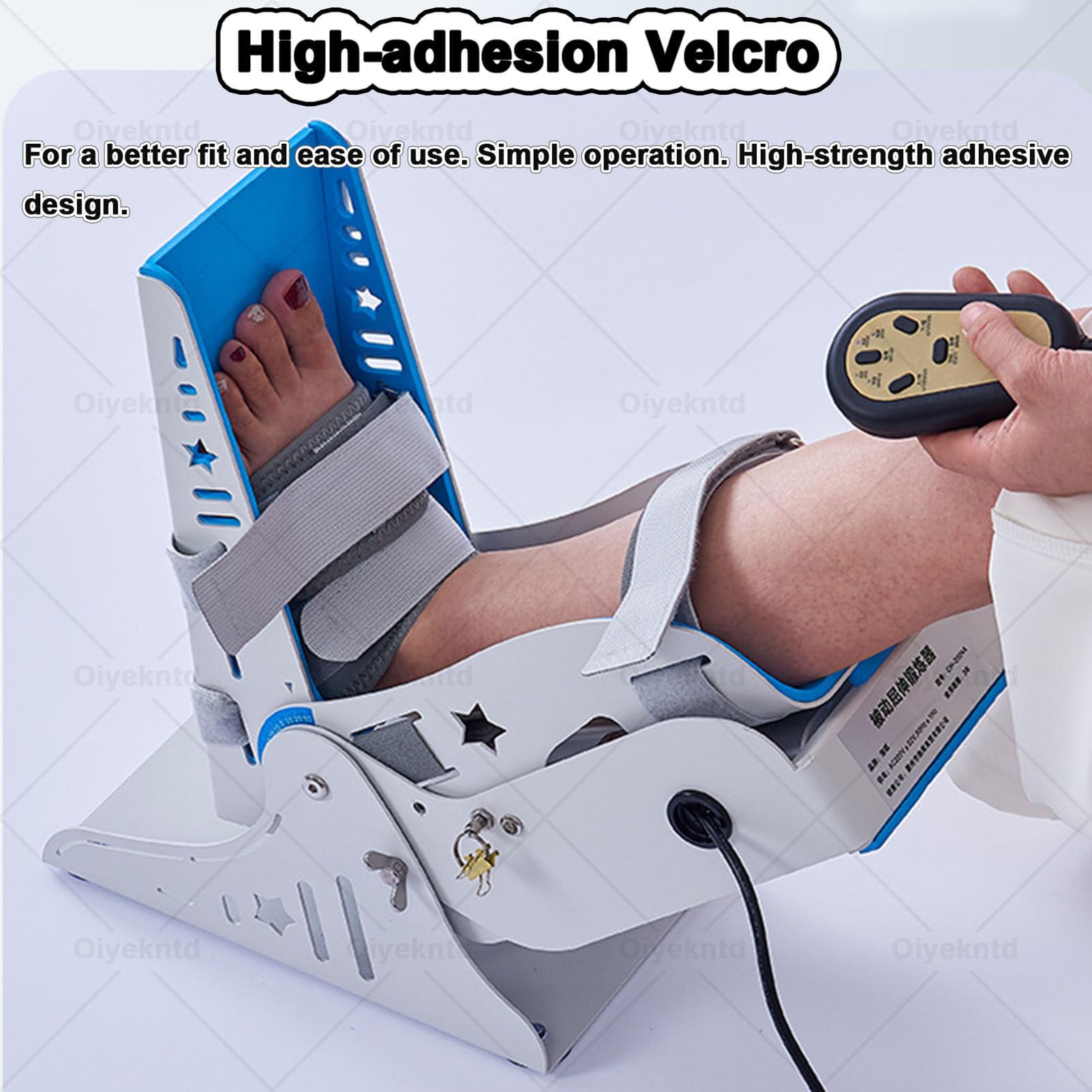 Entrenador eléctrico de tobillo, equipo de rehabilitación para pie caído, con control remoto, entrenamiento bidireccional de dorsiflexión y flexión-extensión, ángulo ajustable de 9 velocidades