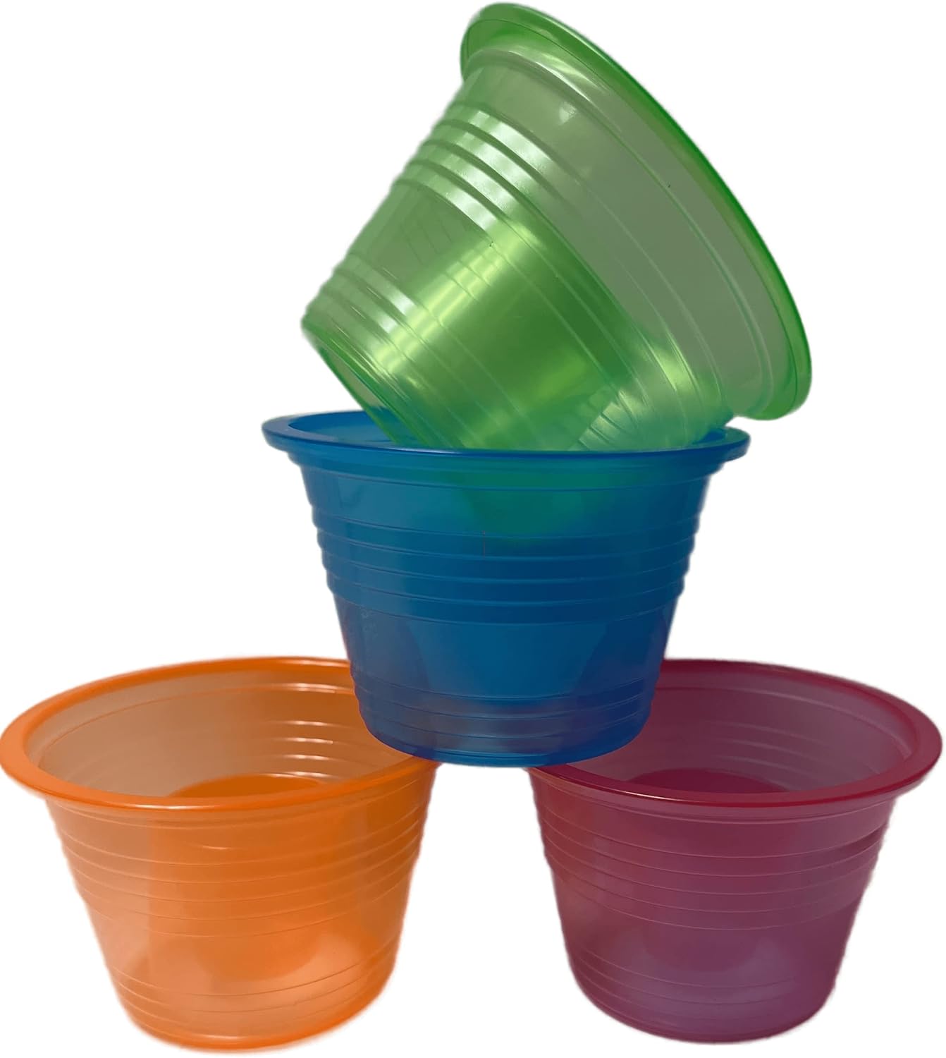 Plastic Power Bomber Shot Cups or Jager Blaster Bomb Glasses (20 Pack, Assorted Neon - Soft Plastic)
