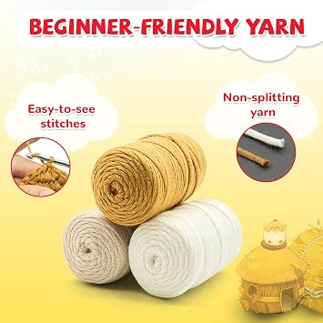 SGIBYN Crochet Kit for Beginner - DIY 3 Chickens Amigurumi Set with Video | Step-by-Step Video Tutorials, 3 Cute Chickens Animal Kit, Easy DIY Craft for Teens & Adults