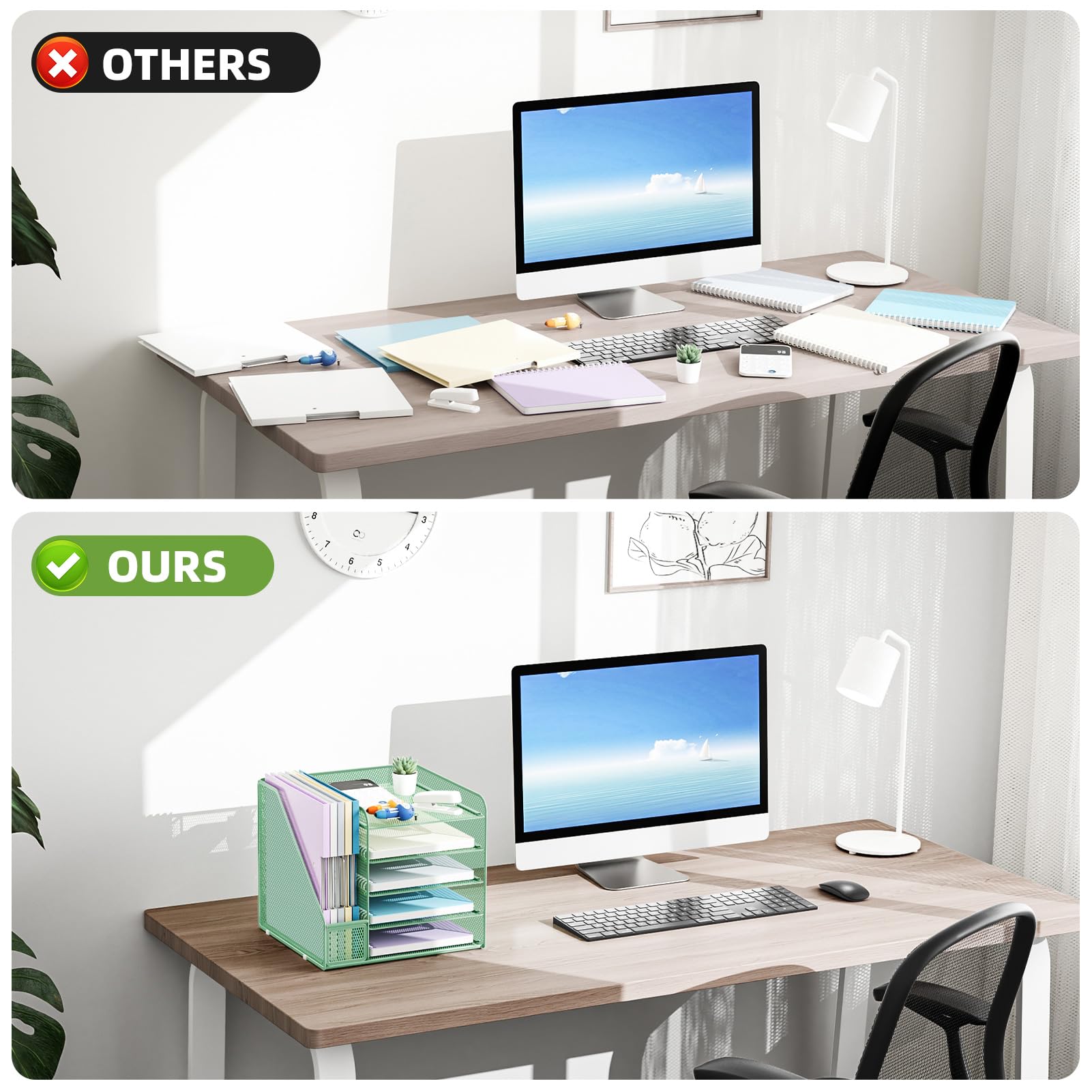 Marbrasse Organisateur de Bureau,5 Niveaux Maille Papier Aménagement