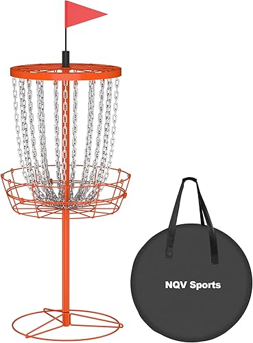 NQV Cestas de golf de disco portátiles con bolsa, 24 objetivos de cadena para práctica profesional en interiores y exteriores