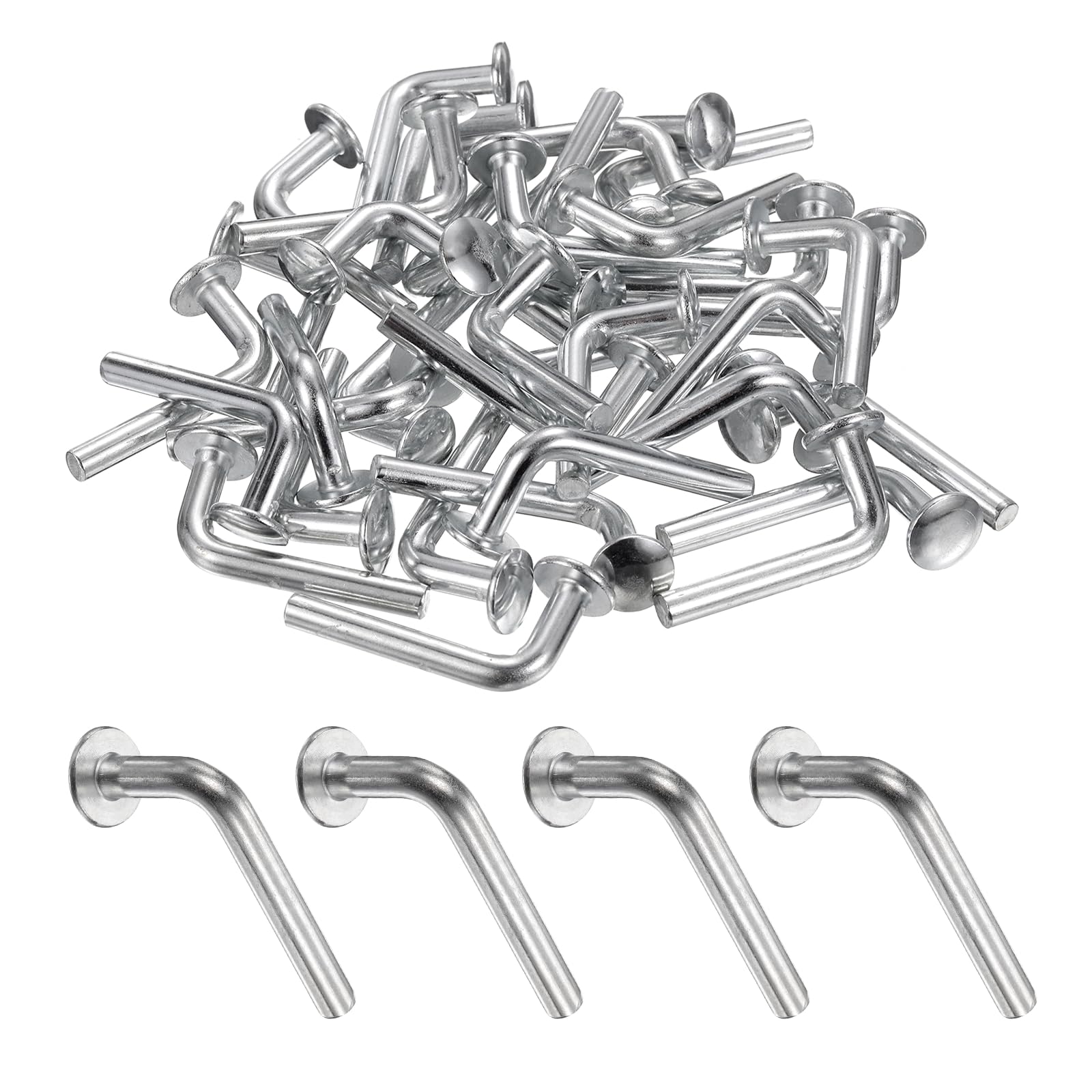 sourcing map 100 Pack Pallet Rack Drop Pin, 1.2 x 0.19 Inch Pallet Rack Safety Bolt Round Head J Bolt Universal Pins for Warehouse Racks and Shelving Units