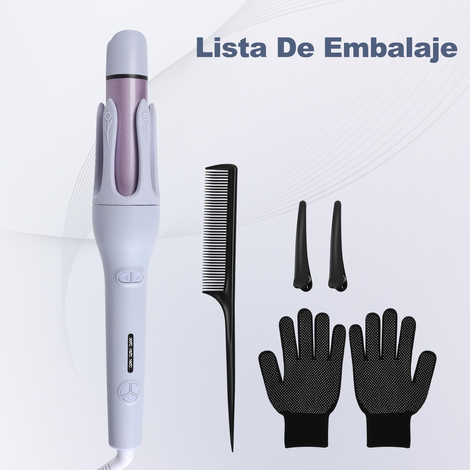 32mm Rizador de Pelo Automático, 2en1 Rizadora y Plancha Pelo, Revestimiento Cerámico, 3 Temp(160℃-200℃), Calentamiento PTC y Peinados Duraderos