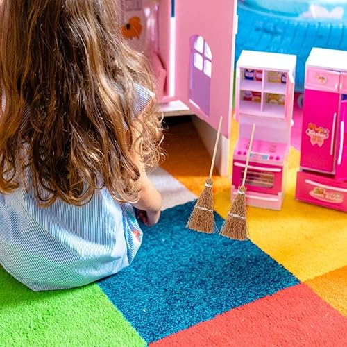 Miniatura 3 de ibasenice 10 piezas en miniatura, mini escoba de bruja de paja, decoración de casa de mago, cuerdas de mano, escobas, accesorios de Navidad, micro