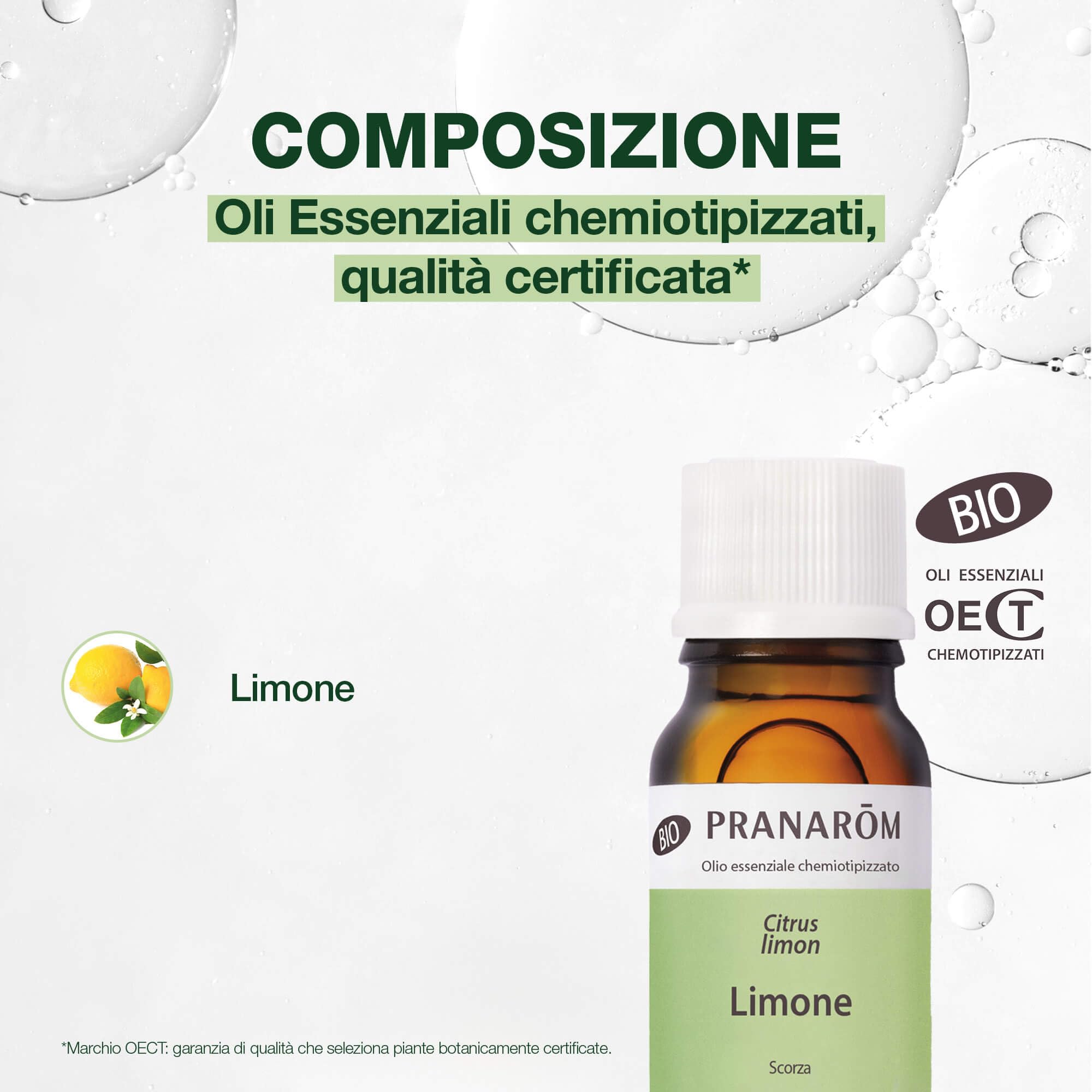 Pranarôm - Olio Essenziale di Limone Bio - 100% Puro e Naturale - Aiuto Naturale per la Digestione e il Benessere Intestinale - Uso Alimentare e Diffusione - 10 ml