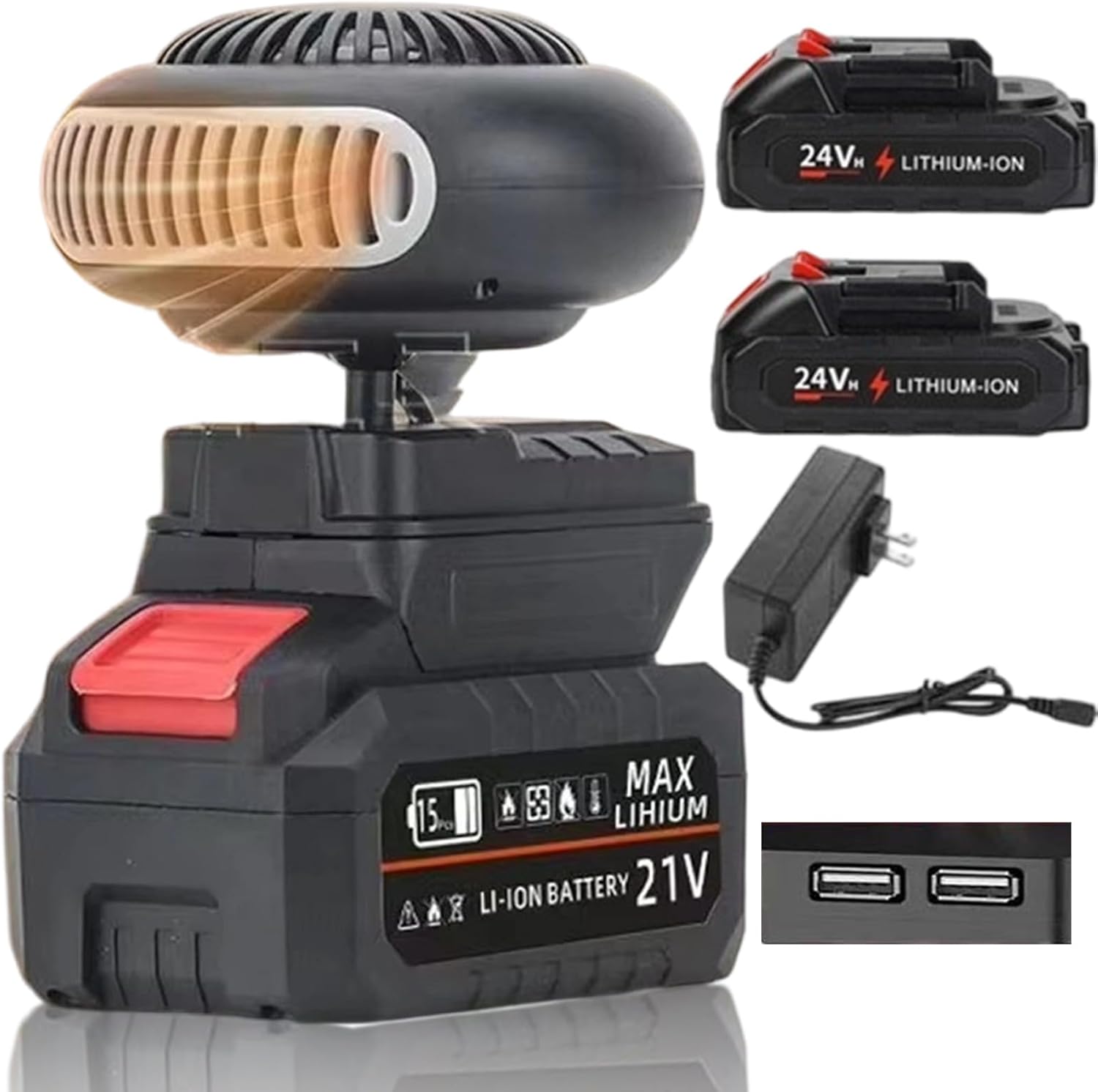 Calefactor Eléctrico Portátil con Batería Recargable y 2 Niveles de Calor