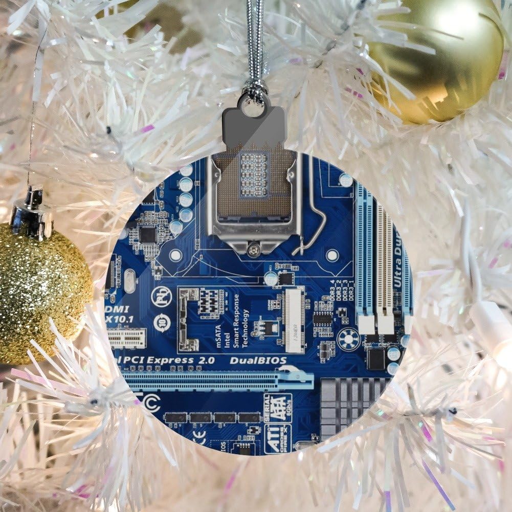 Blue Computer Motherboard Processor CPU Acrylic Christmas Tree Holiday Ornament