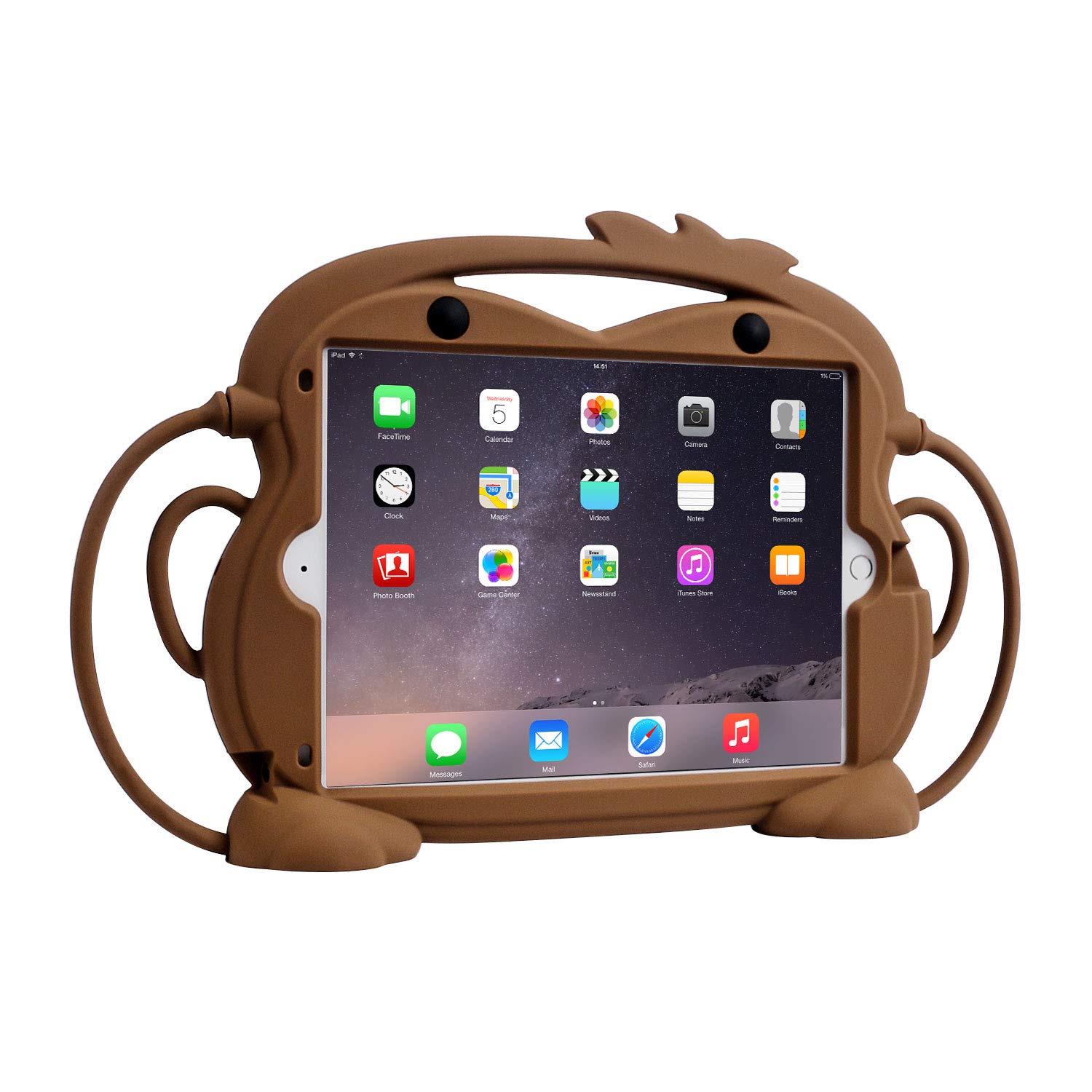 CHIN FAI Kids Case for iPad 10.2-Inch (2021/2020/2019 Model, 9/8/7 Generation) - Fits iPad Air 3/iPad Pro 10.5, Shockproof Silicone Handle Stand Case with Built-in Apple Pencil Holder (Brown)
