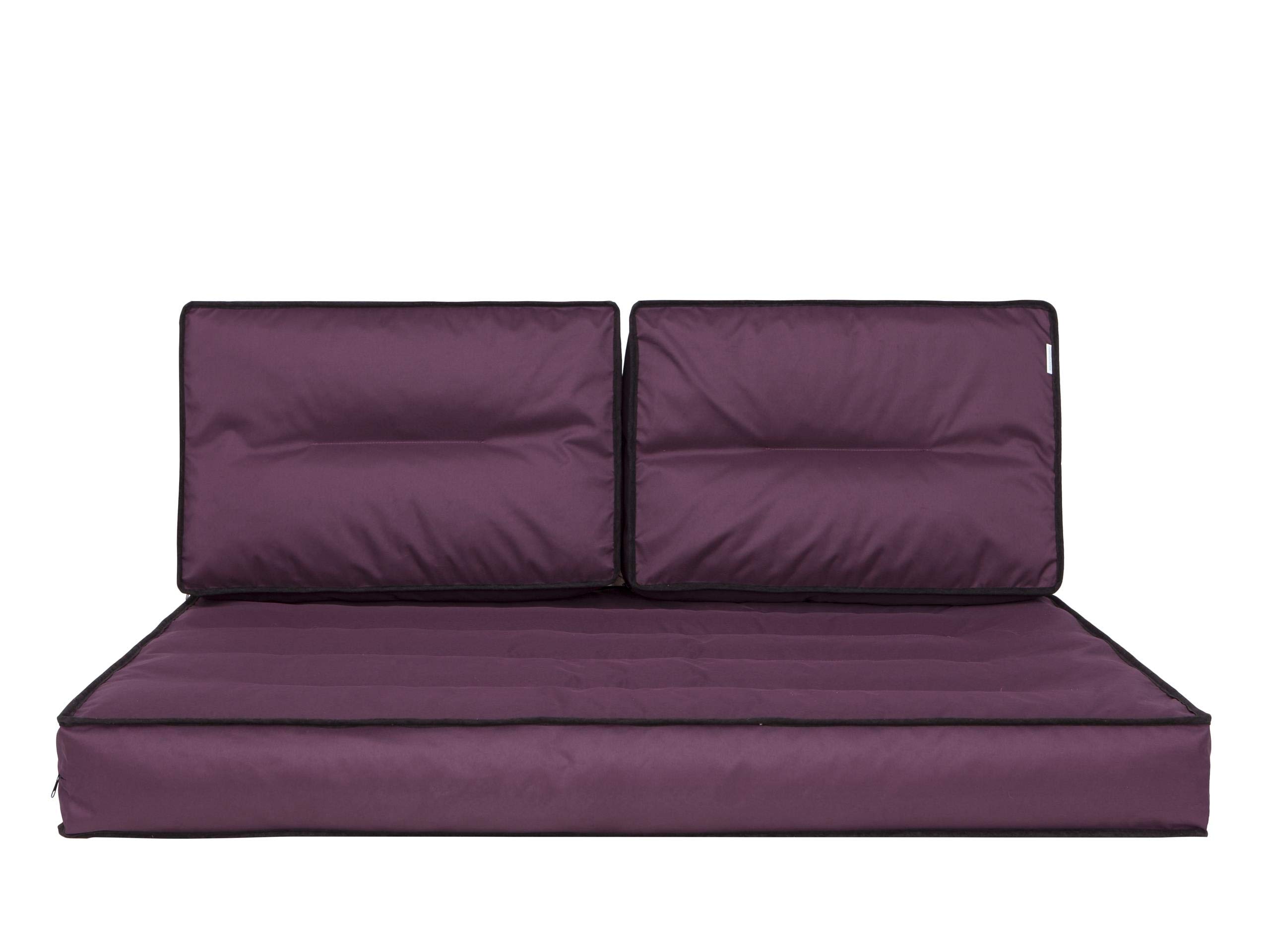 Set di Cuscini per Pallet, 1+2, da Giardino, per attività all'aperto, per Il Tempo Libero, Cuscino Decorativo, Cuscino da combinare, Cuscino da 60 x 40 cm + 120 x 82 cm, Bordeaux