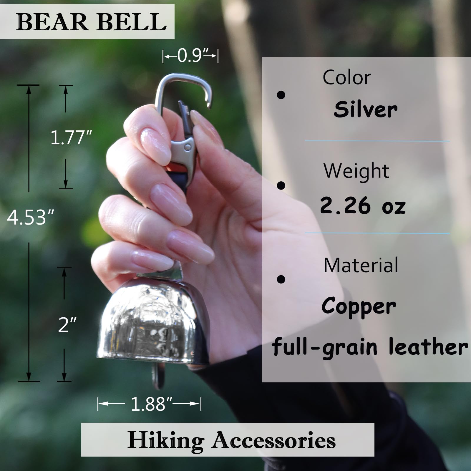 Campana de oso fuerte con silenciador, accesorios de senderismo, silbato de emergencia y campana de cobre para senderismo, mochileros, supervivencia, ciclismo, pesca, escalada, campamento