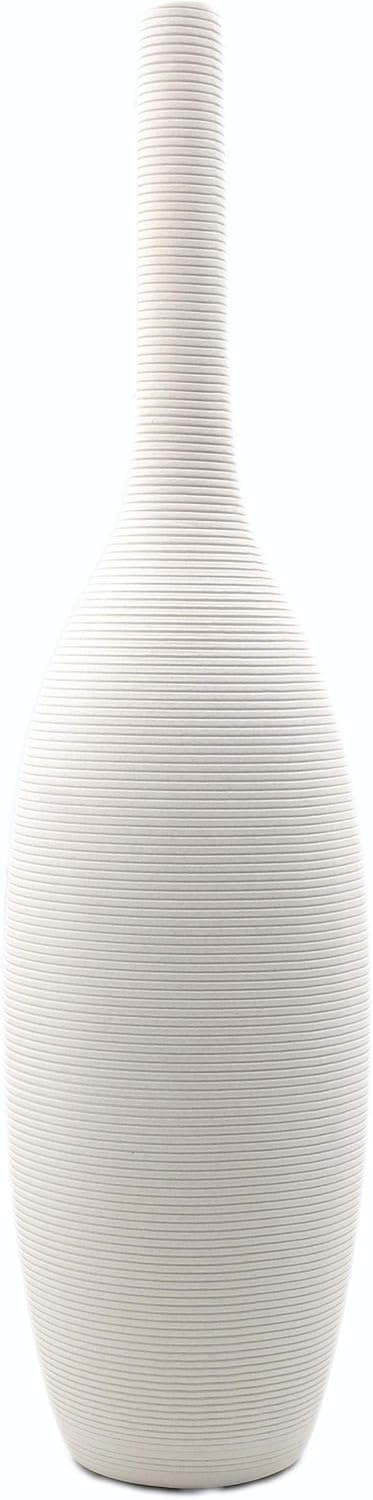Samawi 14" White Ceramic Vase for Home Decor - Modern, Tall White Decorative Vase for Bedroom, Kitchen, and More