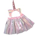 BabyMoon Set of 2 Glittering Princess Girl’s Tutu Skirt with Headband | Baby Photoshoot Props | 3-8 Years | Grey