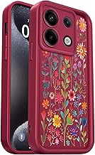Case for Xiaomi Redmi Note 13 Pro 5G/Poco X6 5G - Slim Lightweight Soft Silicone Case Elegant Design, Anti-Shock Camera Protection Anti-Scratch Slim Cover (Wine Red, Flowers)