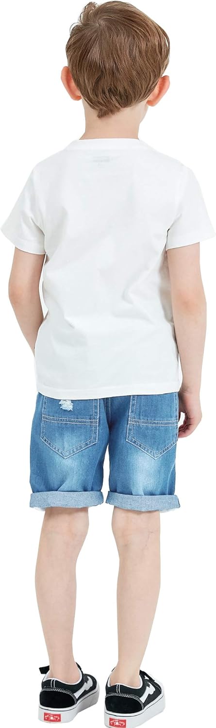 Boys Blue Ripped Denim Shorts 2T-8 - Image 3