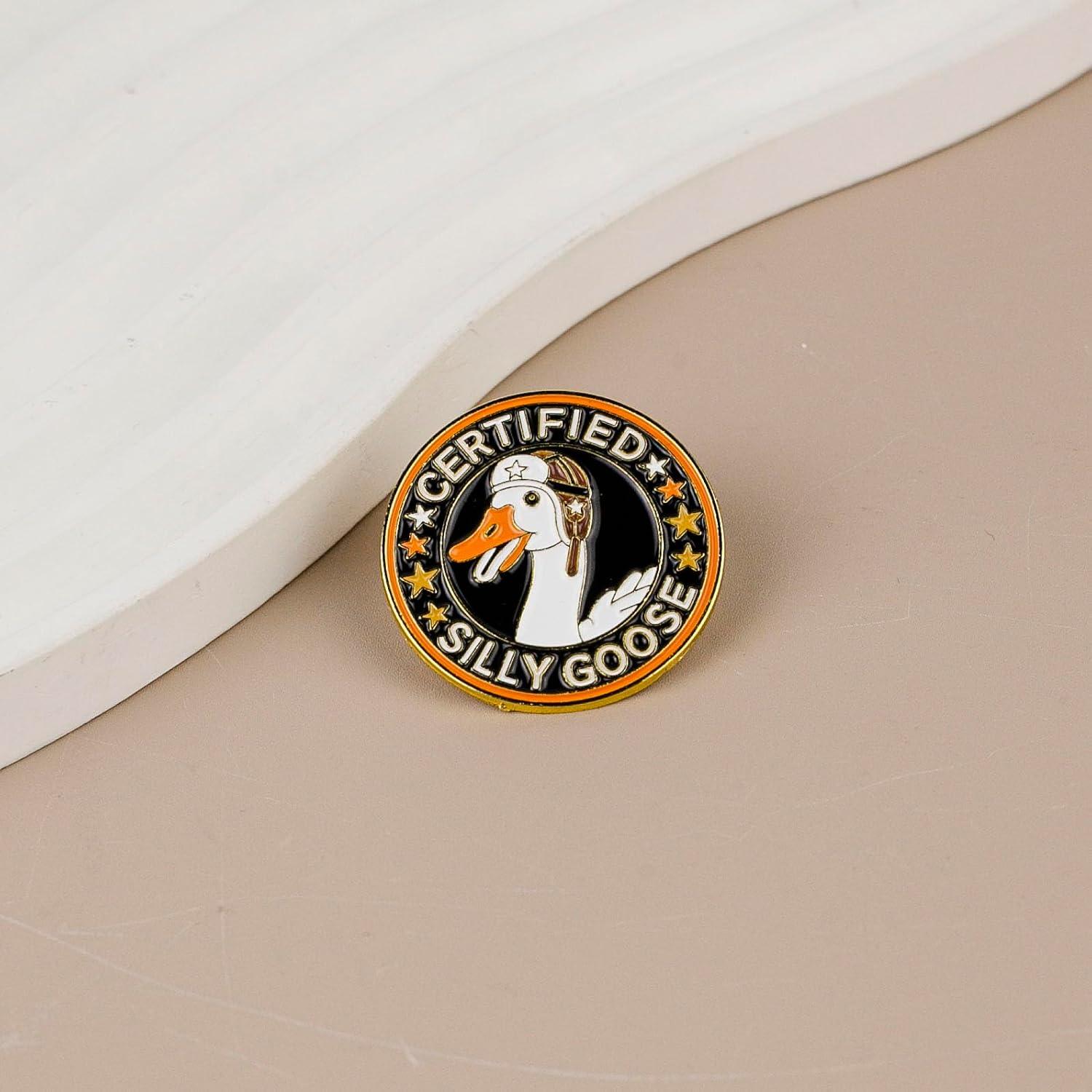 Certified Silly Goose Cartoon Enamel Pin, Chaotic Cute Goose Humor Pin Brooch, Funny Self-Deprecating Humor Badge Brooch For Bird Lover, Quirky Silly Animal Lapel Badges, Kawaii Duck Meme Gift, Farm Bird Meme Jewelry Accessory image 4