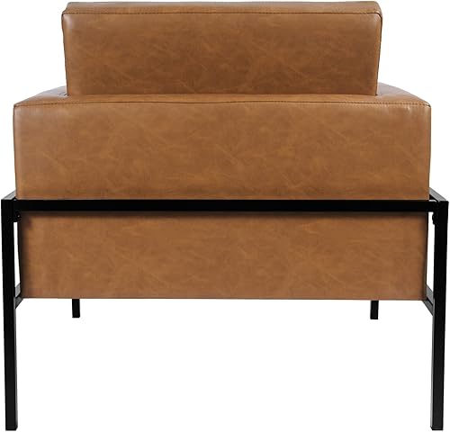 Miniatura 7 de HomePop Silla decorativa moderna con marco de metal, decoración del hogar Homepop, sillas decorativas para sala de estar y dormitorio, piel