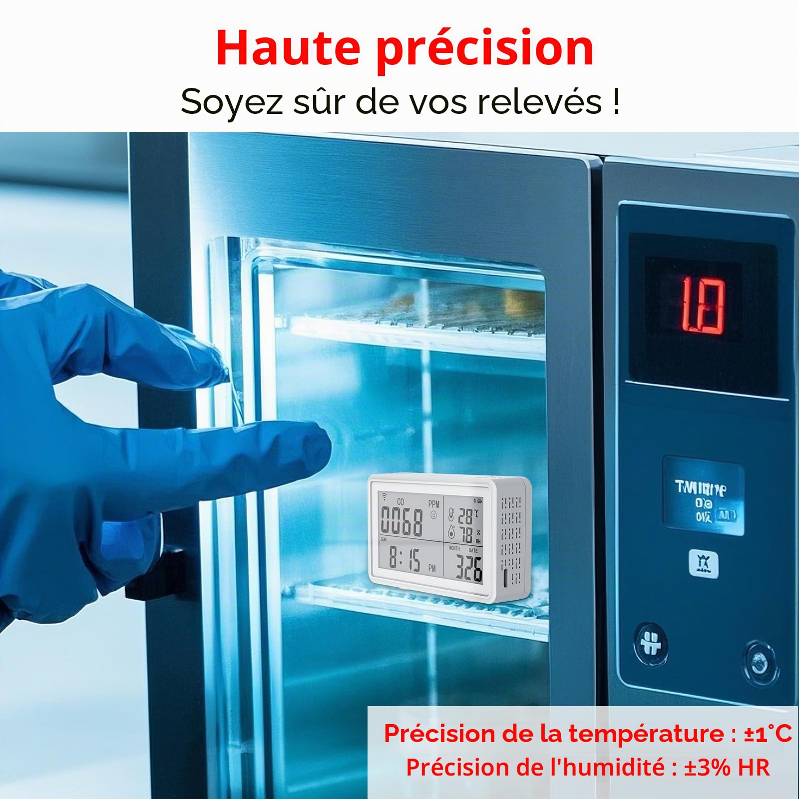 Détecteur Portable 3 en 1 Monoxyde Carbone,Température Humidité Tuya WiFi,Hygromètre Thermomètre Numériques Sans fil,Moniteur Température D'humidité,Détecteur D'alarme à Capteur CO pour la Maison,Cave